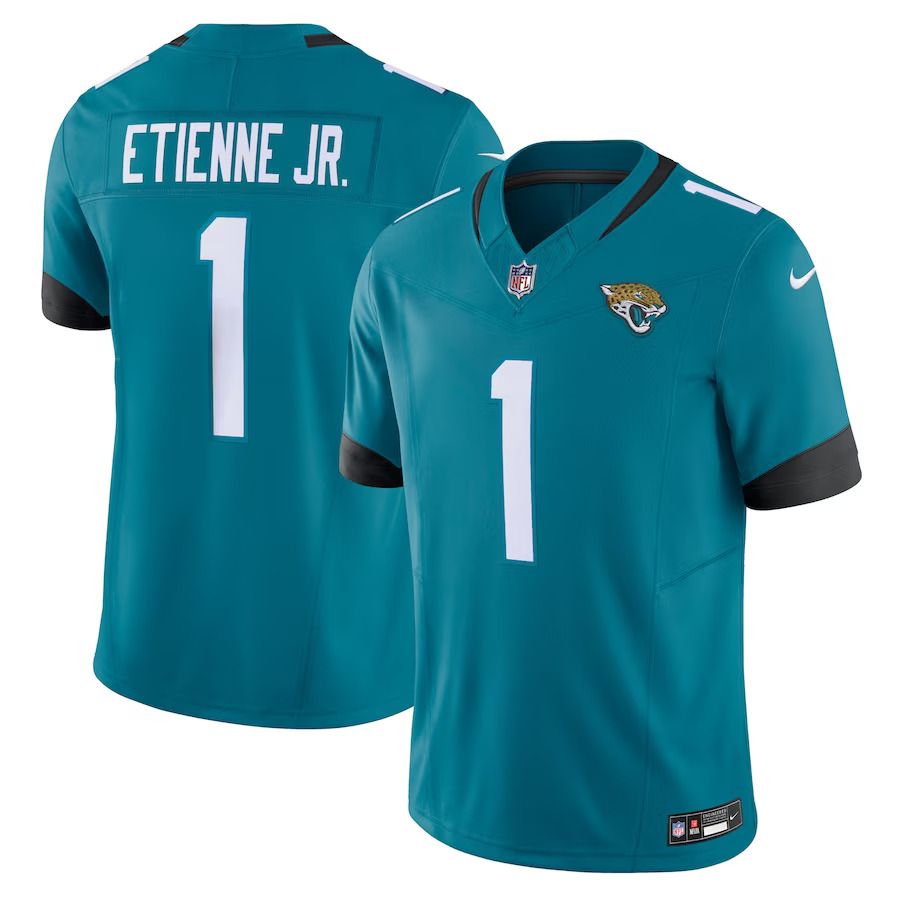 Men Jacksonville Jaguars #1 Travis Etienne Nike Teal Vapor F.U.S.E. Limited NFL Jersey->baltimore ravens->NFL Jersey